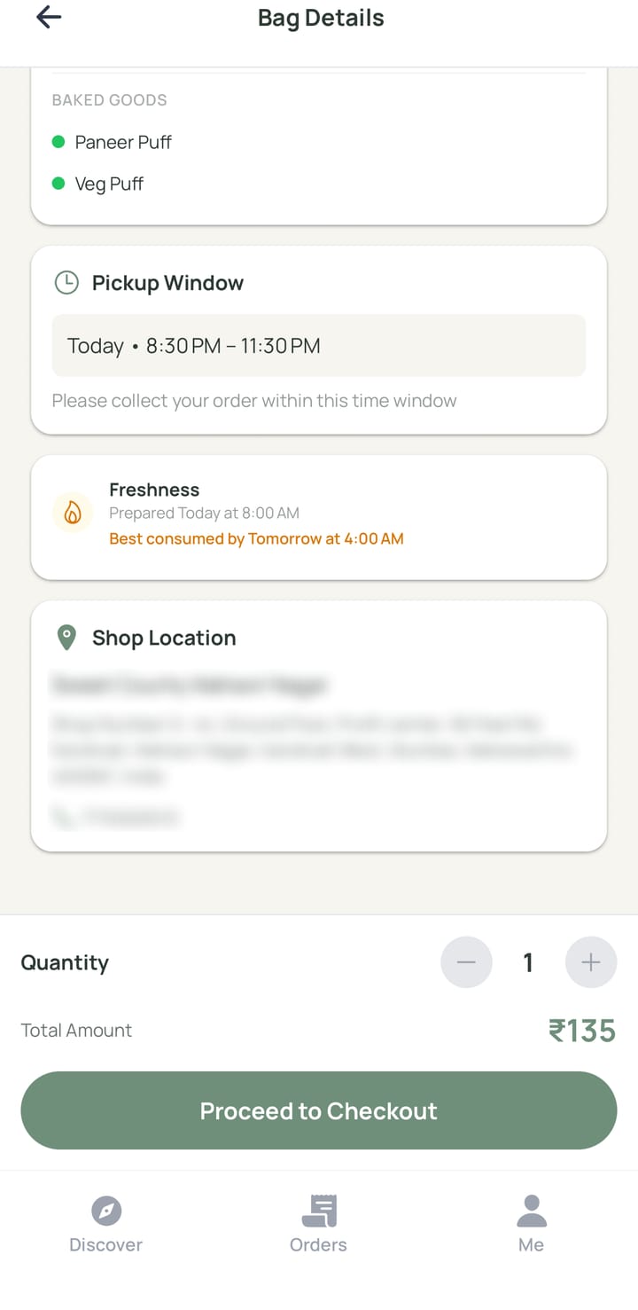 Freshness: prepared today at 8:00 am, best consumed by tomorrow at 4:00 am